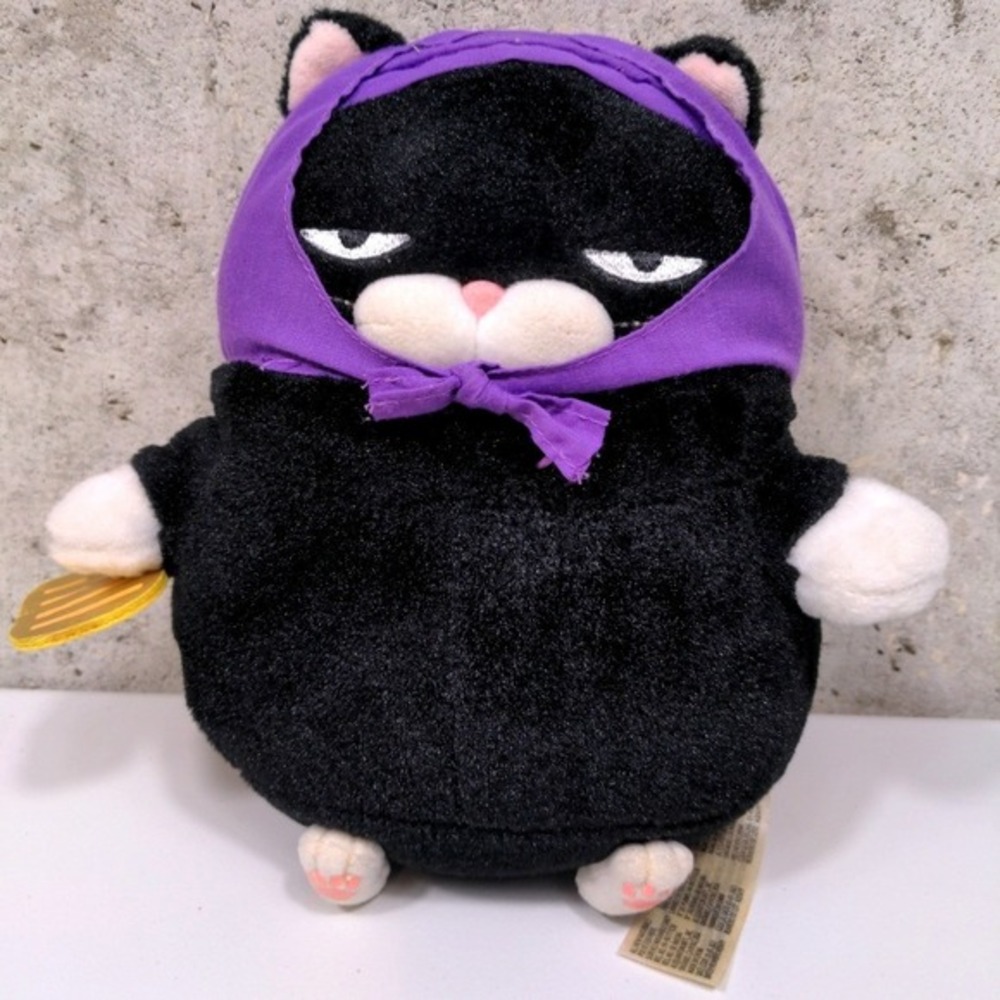 AMUSE‎ Aliquantum Higemanjyu Kuromame Ninja Cat Plush 7" Black Purple 2010s